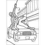 Dibujo para colorear Colorear a Spiderman rescatando a un nino