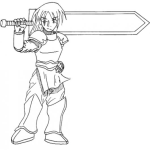 Dibujo para colorear Espada Grande Dibujo De Chico Con Una Espadota Para Pintar Y Colorear