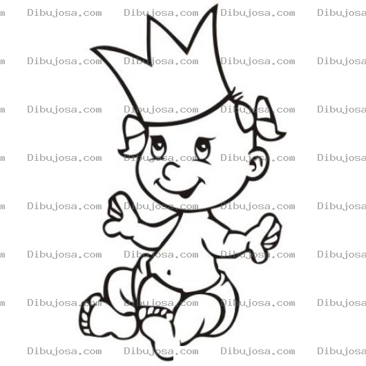 Dibujo para colorear Bebareina Dibujo De Una Nena Princesita Con Corona De Oro Para Pintar Y Colorear Bebita Princesa