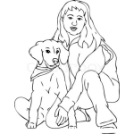 Dibujo para colorear Perroymujer Dibujo De Una Mujer Con Su Perro Para Pintar Y Colorear