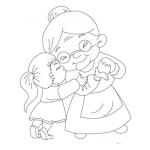 Dibujo para colorear Nietayabuelita Dibujo De Una Nieta Dandole Un Beso Y Un Abrazo A Su Abuelita Para Pintar Y Colorear Abuelitaynieta Abuela Y Nietecita