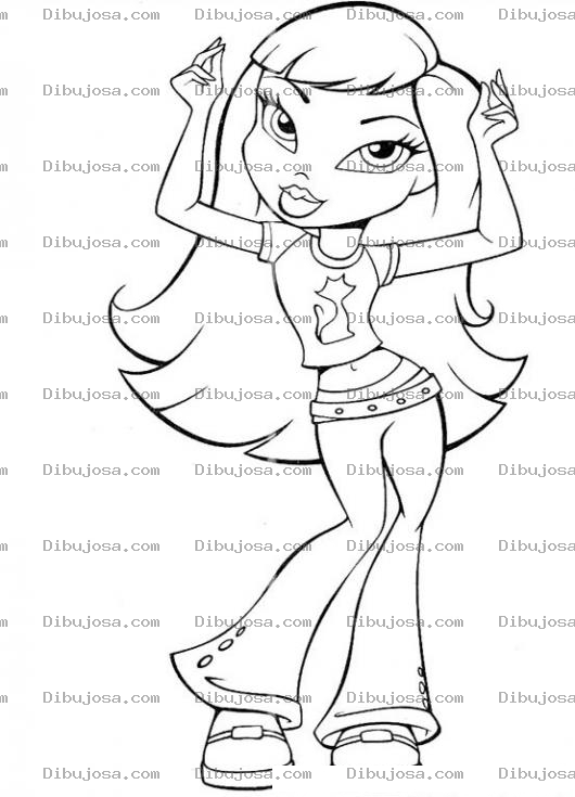 Dibujo para colorear Colorear Chica Bratz en Jeans