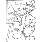Dibujo para colorear Pato Donald Pintor Dibujo De Patodonald Pintando Un Paisaje Al Oleo Para Pintar Y Colorear A Donald El Artista