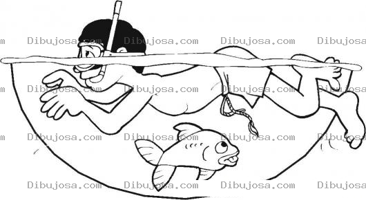 Dibujo para colorear Posita De Agua Dibujo De Hombre Nadando En Un Charco Para Pintar Y Colorear
