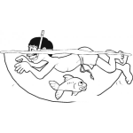 Dibujo para colorear Posita De Agua Dibujo De Hombre Nadando En Un Charco Para Pintar Y Colorear