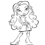 Dibujo para colorear Colorear Muneca Bratz en minifalda