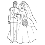 Dibujo para colorear La boda Real de Barbie