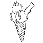 Dibujo para colorear Dibujo De Un Helado Con Cono Waffle De 3 Bolas Para Pintar Y Colorear