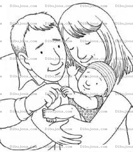Dibujo para colorear Papas Con Bebe Para Colorear