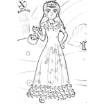 Dibujo para colorear Princesa Latina Dibujo De Una Princesa Hispana Con Vestido Largo Tiara Y Bolso De Mano Para Pintar Y Colorear Princesa Cejuda