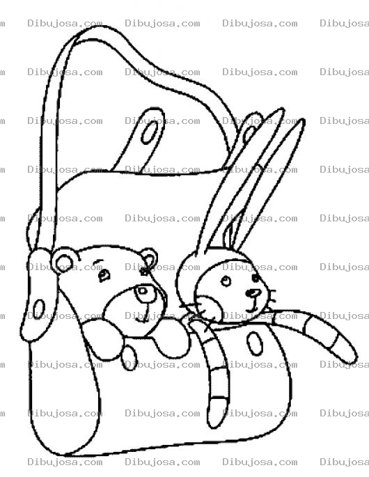 Dibujo para colorear Ositio Y Conejito En Un Bolso Par Pintar Y Colorear