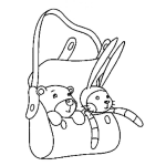 Dibujo para colorear Ositio Y Conejito En Un Bolso Par Pintar Y Colorear