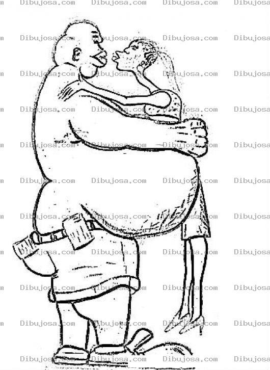 Dibujo para colorear Gordoyflaca Dibujo De Gordo Y Flaca Enamorados Para Pintar Y Colorear Gordo Besando A Una Flaca