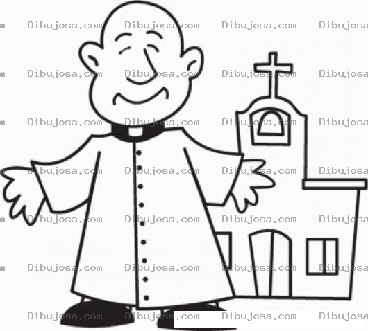 Dibujo para colorear Parroco Dibujo De Padrecito Con Su Iglesia Catolica Para Pintar Y Colorear Un Sacerdote Catolico Con Su Parroquia Al Fondo