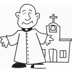 Dibujo para colorear Parroco Dibujo De Padrecito Con Su Iglesia Catolica Para Pintar Y Colorear Un Sacerdote Catolico Con Su Parroquia Al Fondo