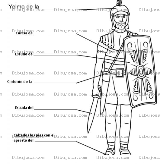 Dibujo para colorear ArmaduradeDIOS Efesios 611 Al 17 Dibujo De La Armadura De DIOS Para Pintar Y Colorear Cinturon Coraza Calzado Escudo Yelmo Espada