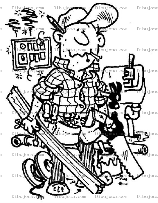 Dibujo para colorear : Milusos Dibujo De Conserje Carpintero Mecanico Pintor Electricista Y Plomero A La Vez Hombre Del Mantenimiento Para Pintar Y Colorear Empleado De Varias Tareas 1000usos