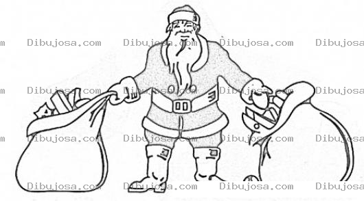 Dibujo para colorear Muchos Regalos Dibujo De Santaclaus Con Dos Costales De Regalos Para Pintar Y Colorear Muchos Regalos