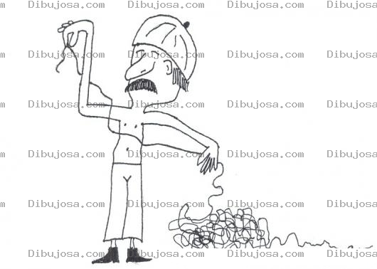 Dibujo para colorear Chinguillo Dibujo De Un Hombre Desenredando Un Hilo Todo Enredado Para Pintar Y Colorear