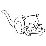 Dibujo para colorear Concentrado De Gato Dibujo De Plato De Gato Para Pintar Y Colorear Gato Comiendo