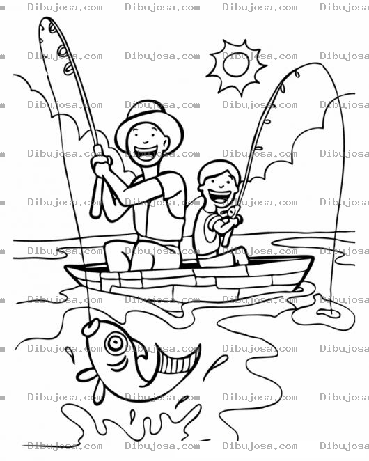 Dibujo para colorear Dibujo De Papa E Hijo Pescando Juntos Para Pintar Y Colorear Papaehijo