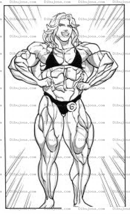 Dibujo para colorear Chica Musculosa Dibujo De Mujer Fisiculturista Para Pintar Y Colorear Mujer Fuerte Con Musculos En Un Concurso De Fisicoculturismo