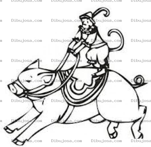 Dibujo para colorear Monito Sobre Un Cerdo Dibujo De Un Mono Bebe Montando Un Puerco Para Colorear Mono Bebe Sobre Un Cochinito