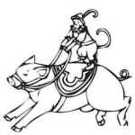 Dibujo para colorear Monito Sobre Un Cerdo Dibujo De Un Mono Bebe Montando Un Puerco Para Colorear Mono Bebe Sobre Un Cochinito