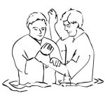 Dibujo para colorear Bautismo Dibujo De Un Hombre Siendo Bautizado Por Un Pastos Para Pintar Y Colorear Hombre Bautizado