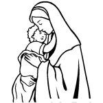 Dibujo para colorear Dibujo De La Virgen Maria Con Su Hijo Jesus Para Pintar Y Colorear