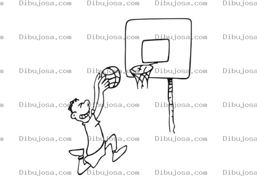 Dibujo para colorear Dibujo de un hombre encestando una pelota de baloncesto
