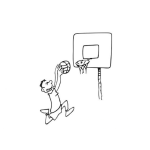Dibujo para colorear Dibujo de un hombre encestando una pelota de baloncesto