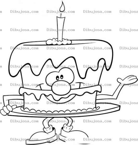 Dibujo para colorear Dibujo De Pastel Con Patas Para Pintar Y Colorear Pastel Con Una Velita