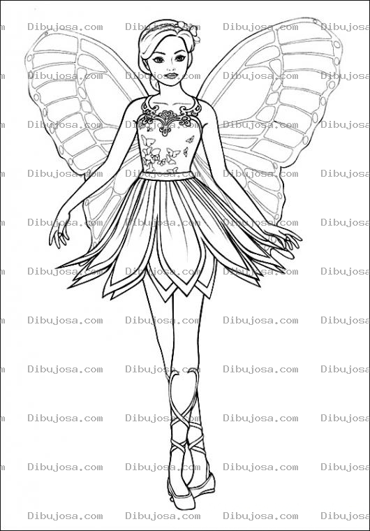 Dibujo para colorear Barbie Mariposa