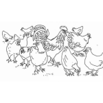 Dibujo para colorear Gallo Con Muchas Gallinas Para Pintar Y Colorear