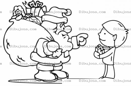 Dibujo para colorear Nino Recibiendo Un Regalo De Santaclaus Para Pintar Y Colorear