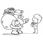 Dibujo para colorear Nino Recibiendo Un Regalo De Santaclaus Para Pintar Y Colorear