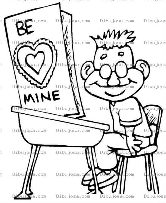 Dibujo para colorear Estudiante Enamorado Dibujo De Nerdo Enamorado Con Una Tarjeta De San Valentin Para Pintar Y Colorear Amor De Estudiante