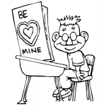 Dibujo para colorear Estudiante Enamorado Dibujo De Nerdo Enamorado Con Una Tarjeta De San Valentin Para Pintar Y Colorear Amor De Estudiante