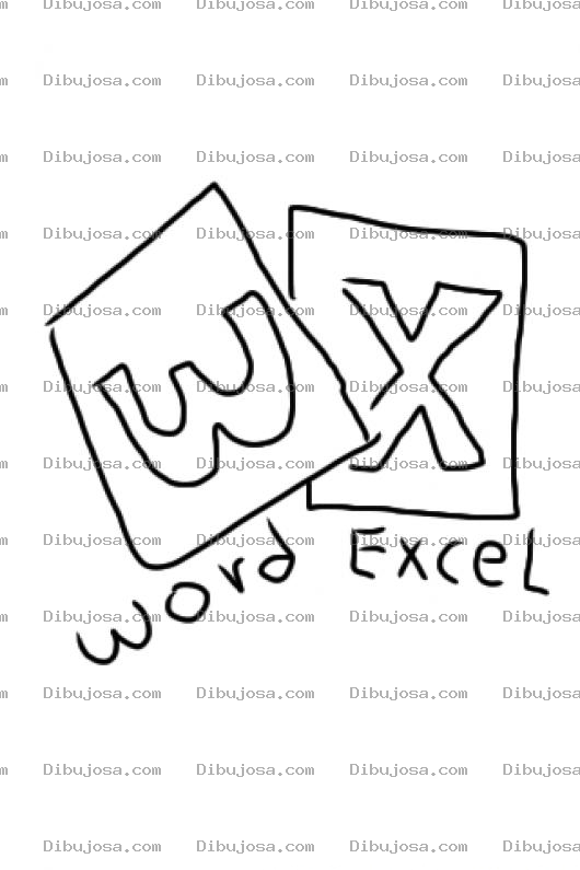 Dibujo para colorear Word Y Excel Dibujo De Un Documento De Word Y Un Documento De Excel Para Pintar Y Colorear Wordyexcel