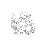 Dibujo para colorear Colorear nena jugando en el campo
