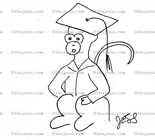 Dibujo para colorear Mono Graduando Dibujo De Mono Graduado Para Pintar Y Colorear La Graduacion De Un Mico Con Toga Y Birrete