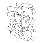 Dibujo para colorear Dibujo De Hombre Lavandose La Lengua Con Un Cepillo De Dientes Para Pintar Y Colorear Pasta De Dientes En Un Cepillo Dental