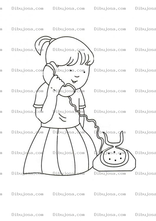 Dibujo para colorear Colorear nina llamando por telefono