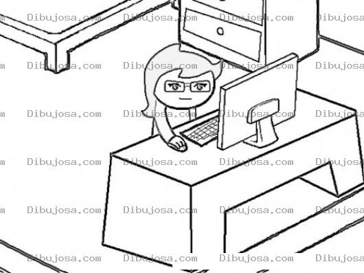 Dibujo para colorear Asitente De Gerencia Dibujo De Secretaria Oficinista Para Pintar Y Colorear Secretaria En Computadora