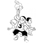 Dibujo para colorear Chicos Con Antorcha Para Pintar Y Colorear
