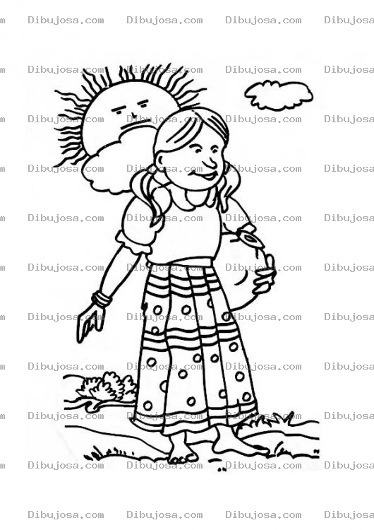 Dibujo para colorear Colorear nina de guatemala