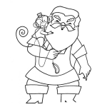 Dibujo para colorear Dibujo Del Papa De Remi Con Su Mono Para Pintar Y Colorear