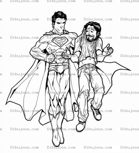 Dibujo para colorear Dibujo De Superman Capturando A Un Ladron Sinverguenza Para Pintar Y Colorear