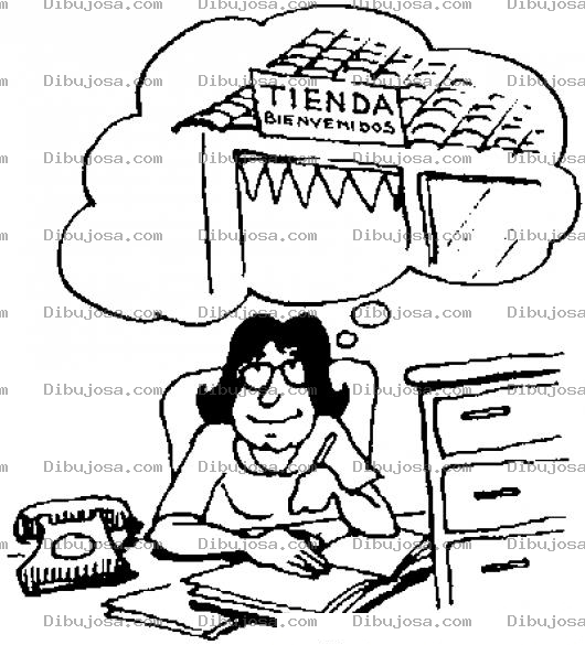 Dibujo para colorear Mujer Emprendedora Deseando Poner Una Tienda Dibujo De Mujer Imaginando Su Propio Negocio Para Pintar Y Colorear Mujer Empresaria